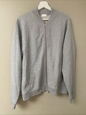 Handvaerk Men's Grey Zip-Front Bomber varsity Sweatshirt jacket  size XL